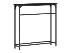 Mesa Consola con estante Roble negro 75 x 19.5 x 75 cm