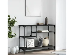 Mesa consola con estantes negro 100x35x75 cm ES303712