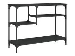 Mesa consola con estantes negro 100x35x75 cm ES303712