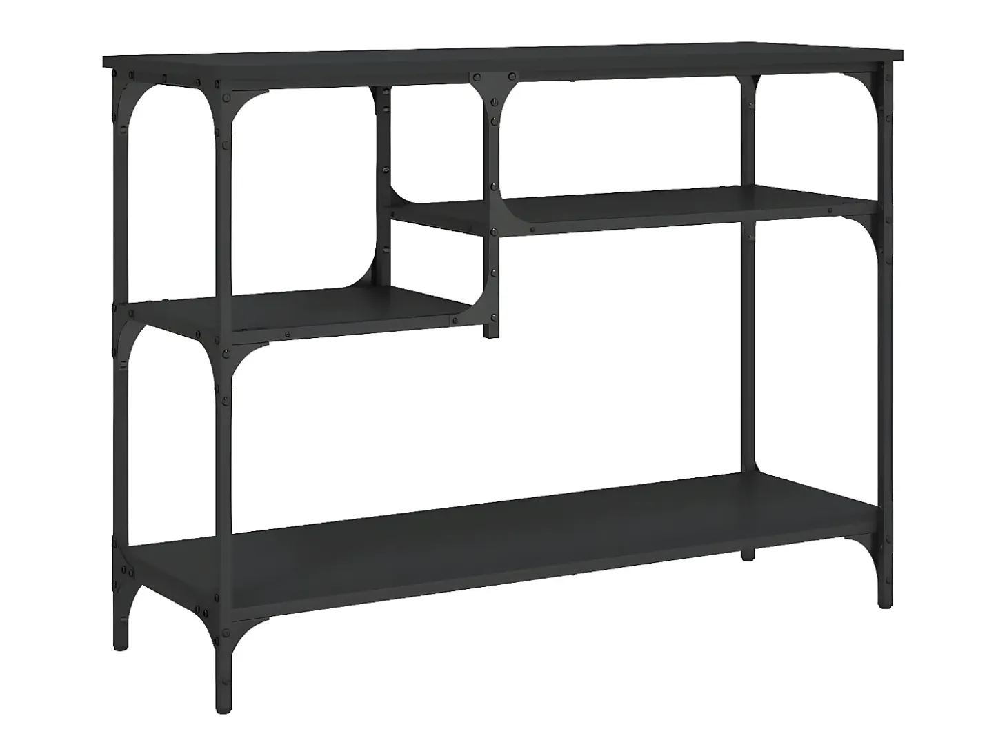 Mesa consola con estantes negro 100x35x75 cm ES303712