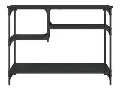 Mesa consola con estantes negro 100x35x75 cm ES303712