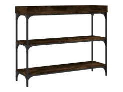 Mesa consola con estantes roble ahumado 100x30x80 cm ES364864