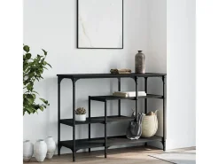 Mesa consola con estantes negro 100x35x75 cm