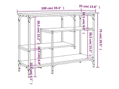 Mesa consola con estantes negro 100x35x75 cm
