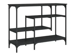 Mesa consola con estantes negro 100x35x75 cm