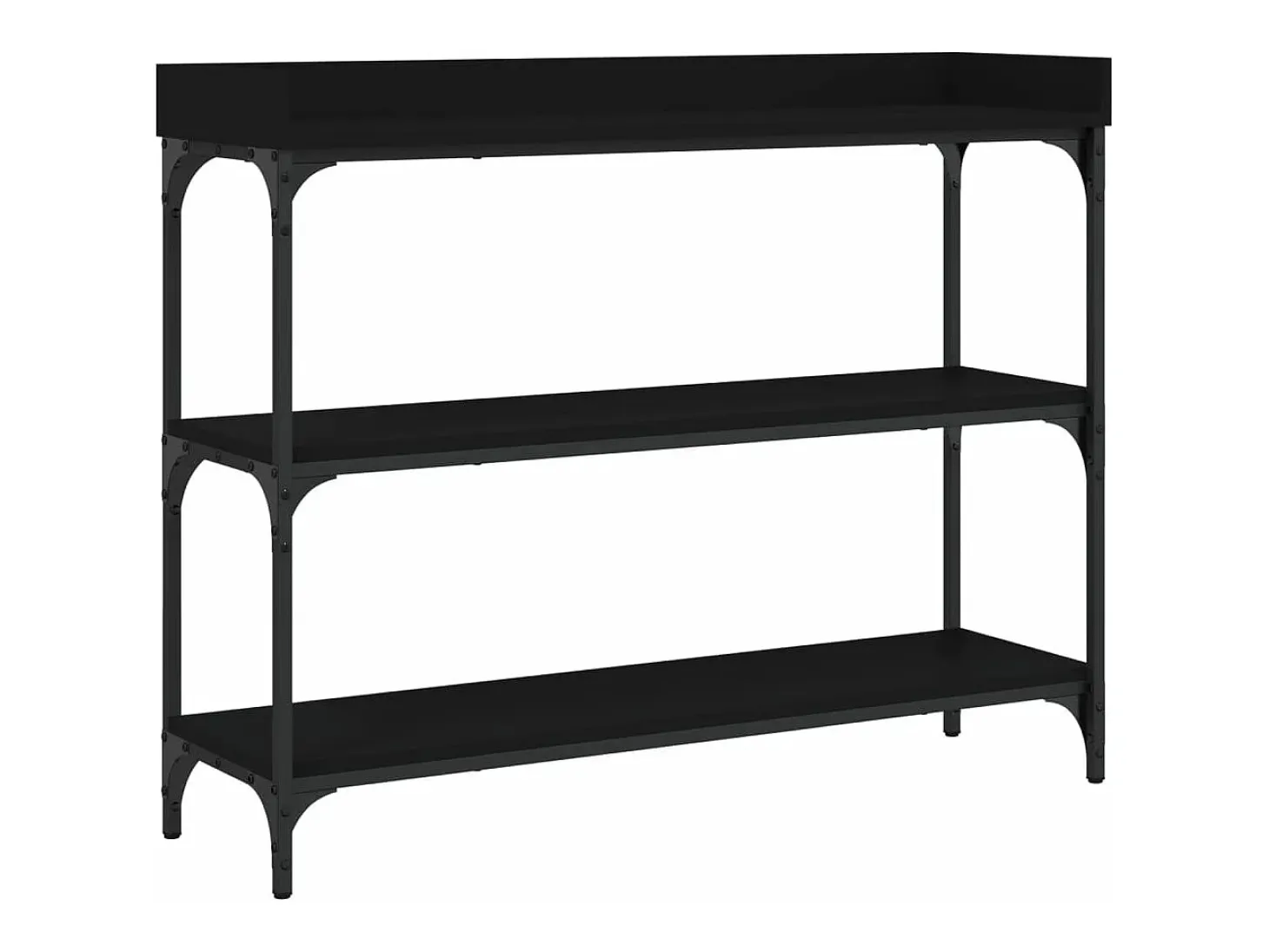 Mesa consola con estantes negro 100x30x80 cm