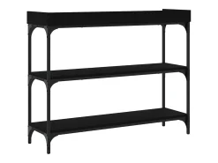 Mesa consola con estantes negro 100x30x80 cm