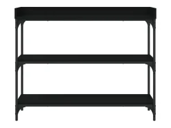 Mesa consola con estantes negro 100x30x80 cm