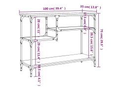 Mesa consola con estantes negro 100x35x75 cm