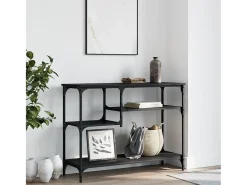 Mesa consola con estantes negro 100x35x75 cm