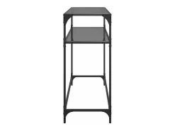 Mesa consola con superficie de vidrio negro acero 98x35x81 cm ES939280
