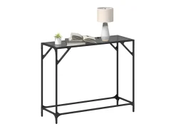 Mesa consola con superficie de vidrio negro acero 98x35x81 cm ES414777