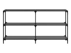 Mesa consola con superficie de vidrio negro acero 158,5x30x81cm