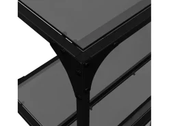 Mesa consola con superficie de vidrio negro acero 158,5x30x81cm