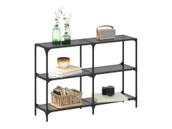 Mesa consola con superficie de vidrio negro acero 118,5x30x81cm ES642165