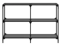 Mesa consola con superficie de vidrio negro acero 118,5x30x81cm ES642165