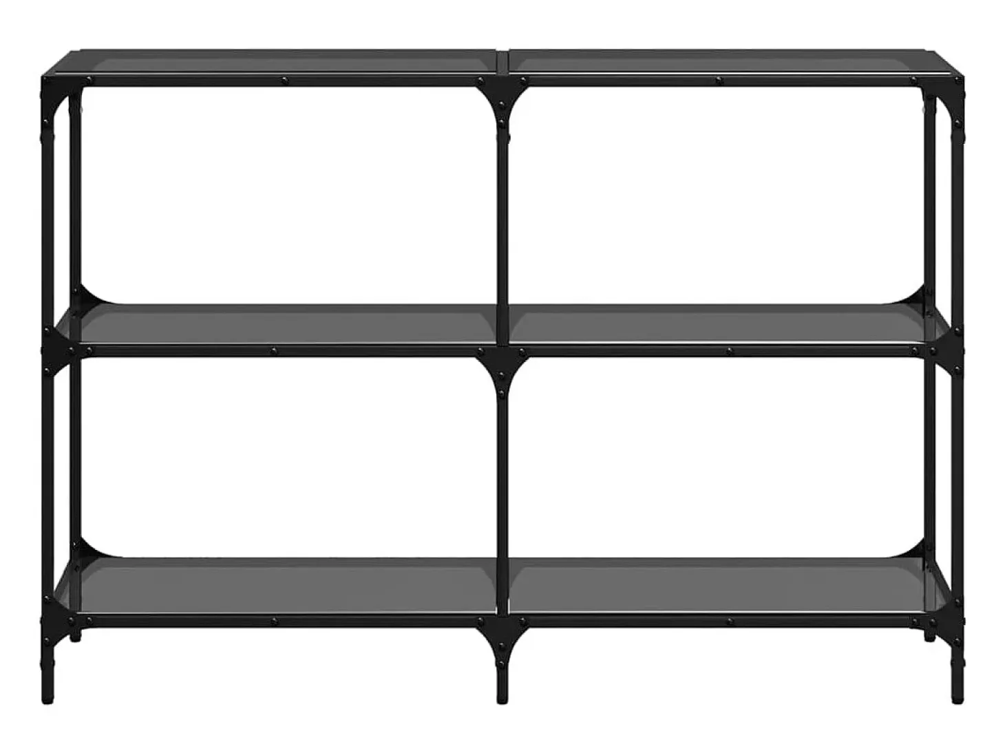 Mesa consola con superficie de vidrio negro acero 118,5x30x81cm ES642165