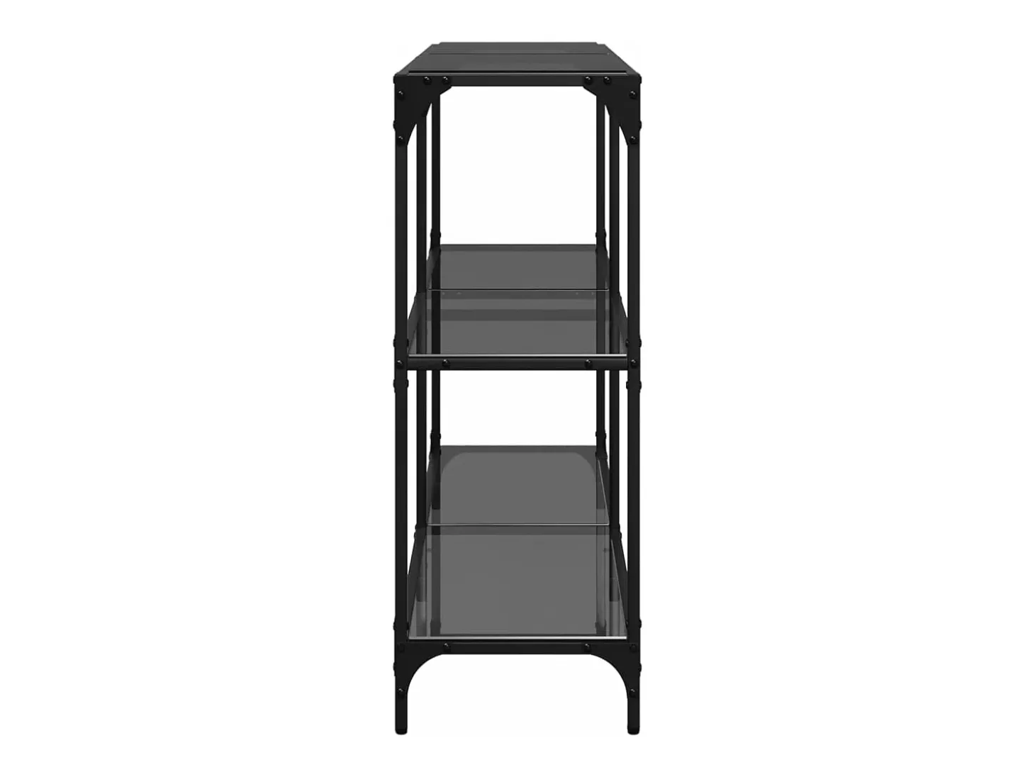 Mesa consola con superficie de vidrio negro acero 118,5x30x81cm ES642165