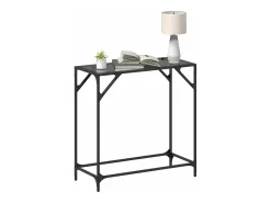 Mesa consola con superficie de vidrio negro acero 80x35x81 cm ES734347