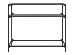 Mesa consola con superficie de vidrio negro acero 98x35x81 cm