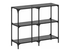 Mesa consola con superficie de vidrio negro acero 98x30x81 cm ES905339