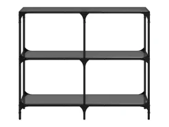 Mesa consola con superficie de vidrio negro acero 98x30x81 cm ES905339