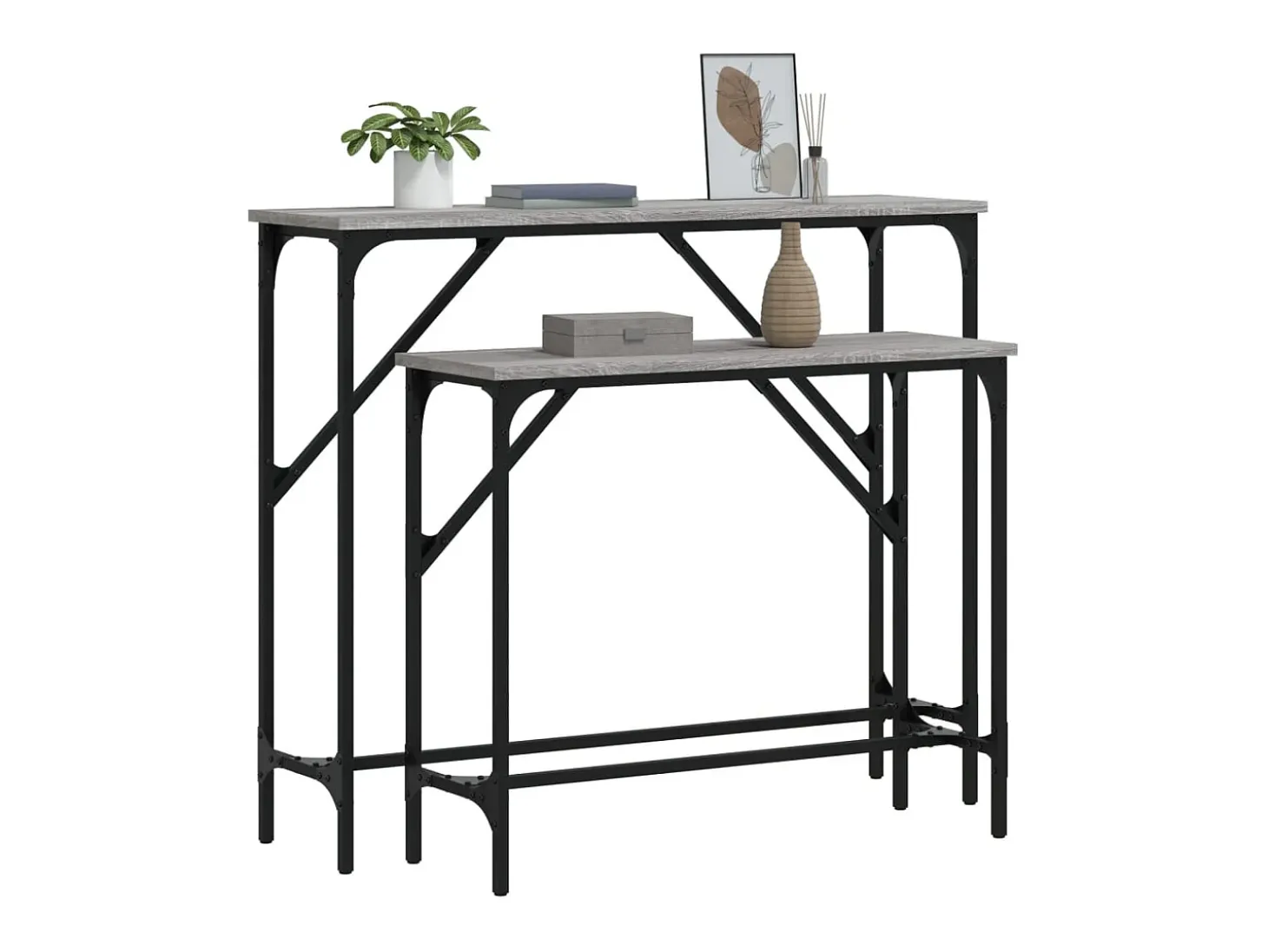 Mesa consola de 2 piezas, gris sonoma, madera de ingeniería