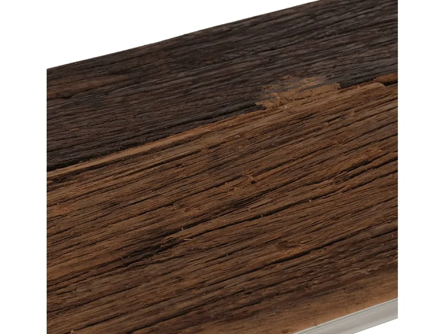 Mesa consola de acero inoxidable plateado y madera maciza