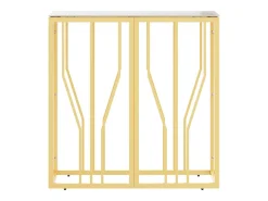Mesa consola de acero inoxidable y vidrio dorada 70x30x70 cm