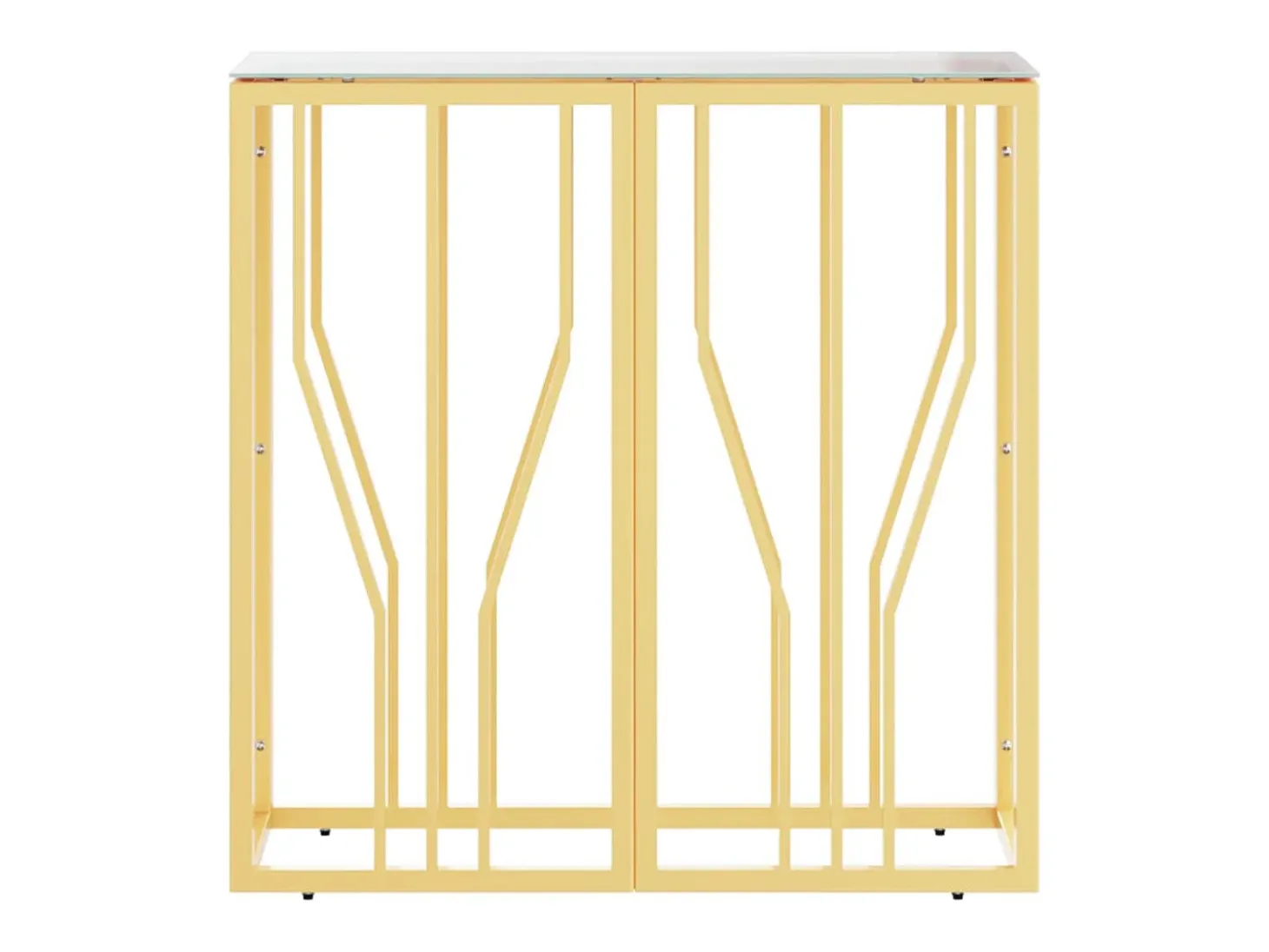 Mesa consola de acero inoxidable y vidrio dorada 70x30x70 cm