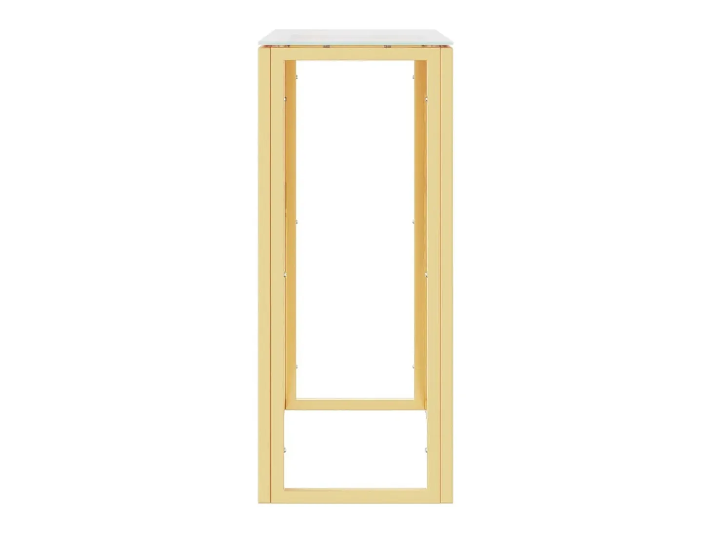 Mesa consola de acero inoxidable y vidrio dorada 70x30x70 cm