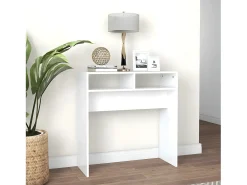 Mesa consola de aglomerado blanco 78x30x80 cm