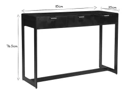 Mesa consola de diseño con cajones negros y dorados 115 cm AVIDAN