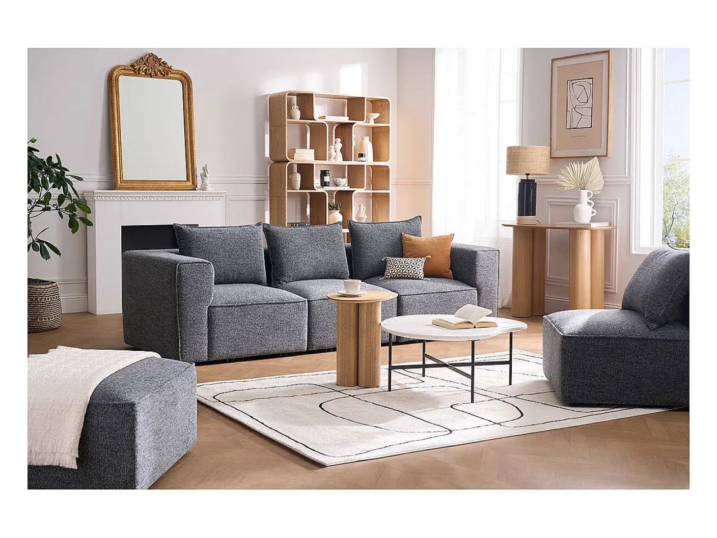 Mesa consola de diseño de madera clara 100 cm FOLEEN