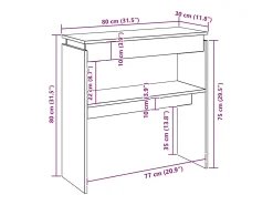 Mesa consola de hormigón gris 80x30x80 cm aglomerado