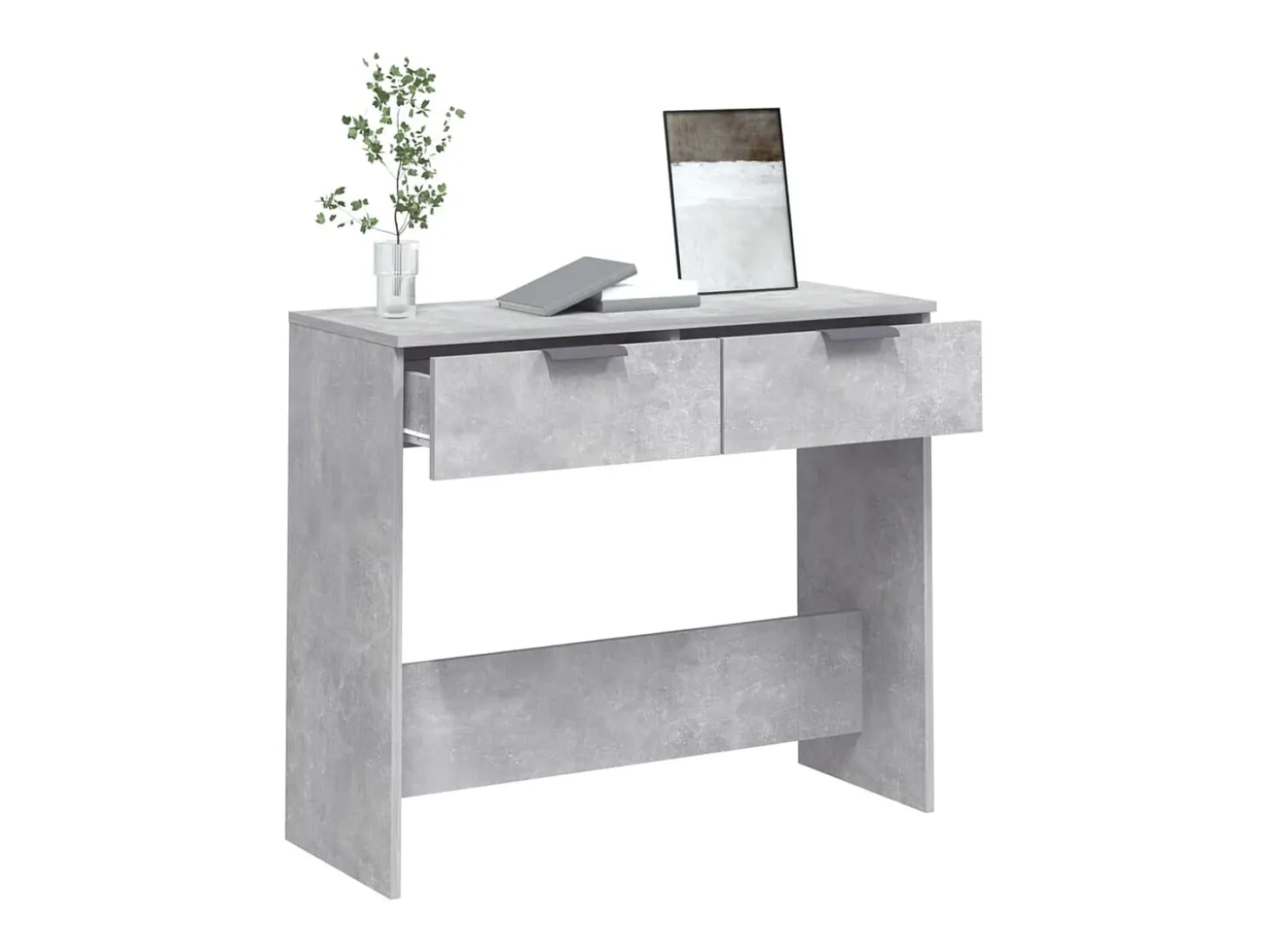 Mesa consola de madera contrachapada gris hormigón 90x36x75 cm ES138843