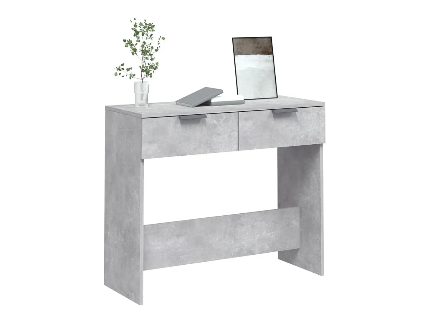 Mesa consola de madera contrachapada gris hormigón 90x36x75 cm