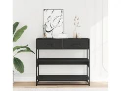 Mesa consola de madera contrachapada negro 90x35x80 cm