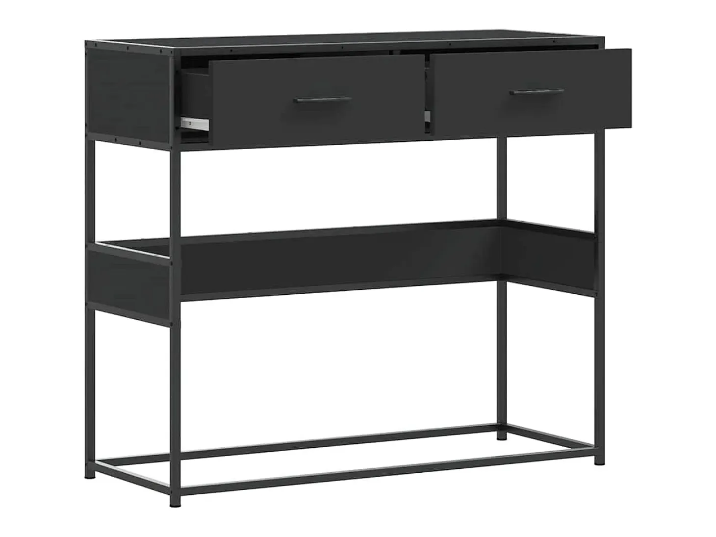 Mesa consola de madera contrachapada negro 90x35x80 cm