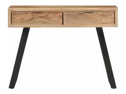 Mesa consola de madera de acacia bordes naturales 100x35x76 cm