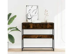 Mesa consola de madera de ingeniería roble ahumado 90x35x80 cm