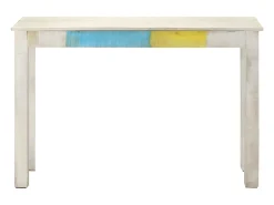 Mesa consola de madera de mango rugosa blanca 115x35x77 cm ES869480