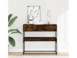 Mesa consola de madera de ingeniería roble ahumado 90x35x80 cm