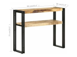 Mesa consola de madera de mango rugosa 90x30x75 cm