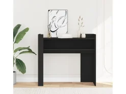 Mesa consola de madera de ingeniería negra 100x35x90 cm