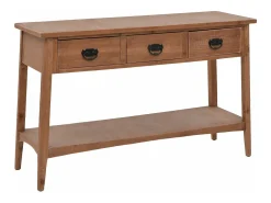 Mesa consola de madera de abeto maciza marrón 126x40x77,5 cm