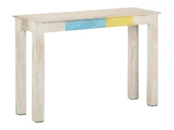 Mesa consola de madera de mango rugosa blanca 115x35x77 cm