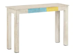 Mesa consola de madera de mango rugosa blanca 115x35x77 cm