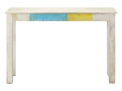 Mesa consola de madera de mango rugosa blanca 115x35x77 cm