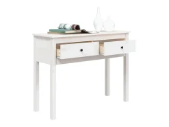 Mesa consola de madera maciza de pino blanco 100x35x75 cm ES526968